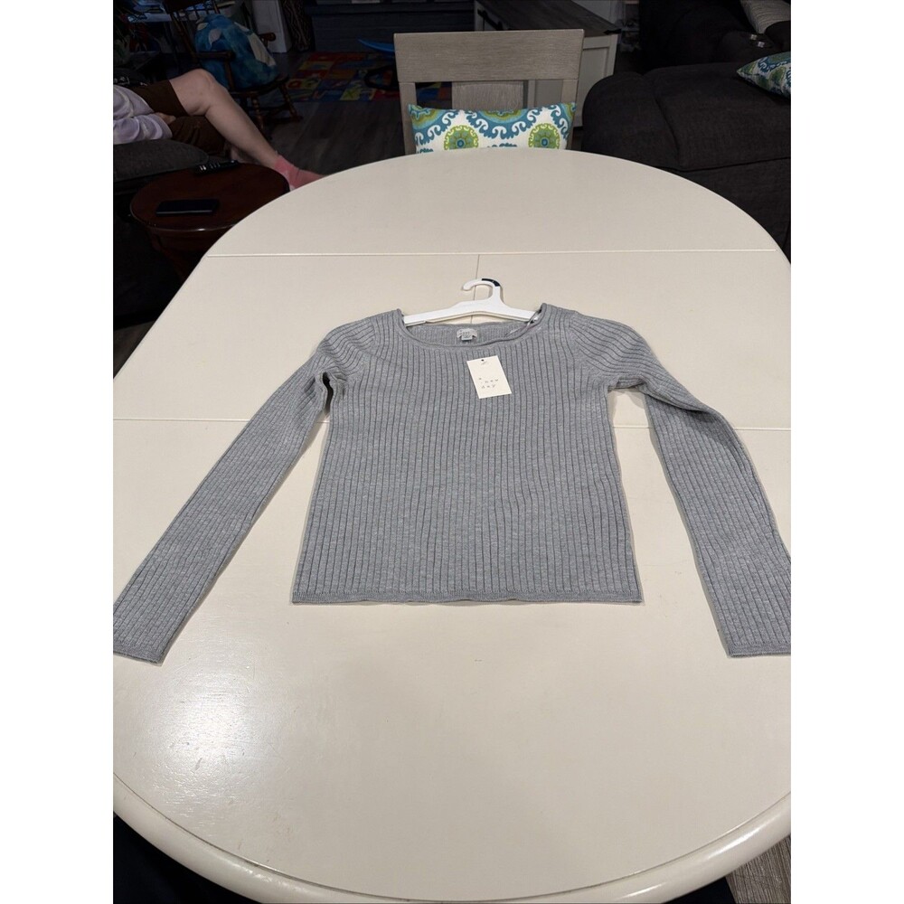A New Day Size L Long Sleeved Ribbed Gray Comfy Sweater New W/ Tags